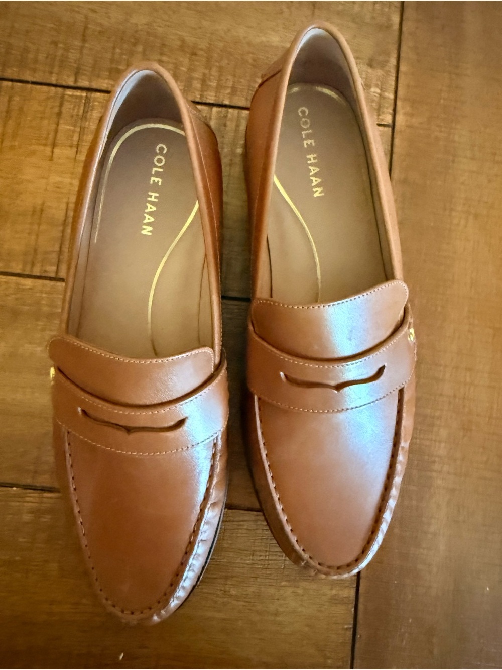 Cole Haan Women's Tan Leather Penny Loafers - Picture 8 of 10